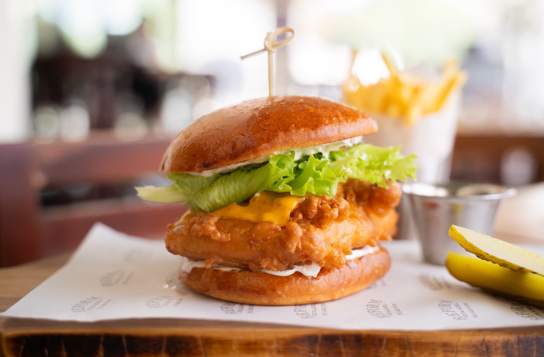 Crispy cod fillet sandwich at Reform Social & Grill