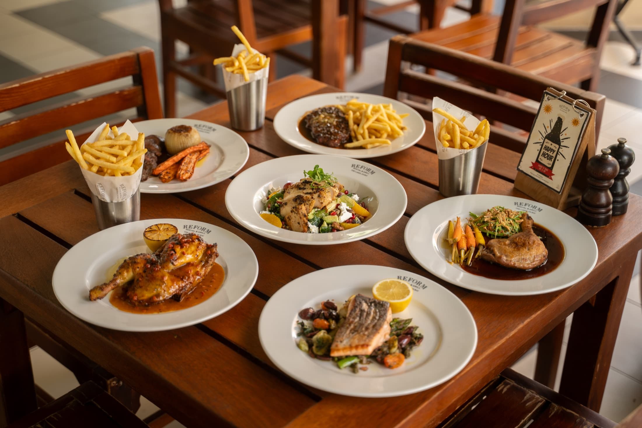 A generous weekend table spread at Reform Social and Grill in Dubai